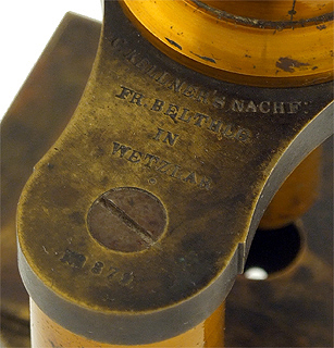 Mikroskop C. Kellner ' s Nachf. Fr. Belthle in Wetzlar No. 879: Signatur