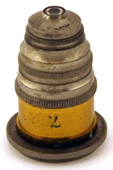 Mikroskop Stativ VI mit synchroner Drehung, R. Fuess Berlin-Steglitz No. 500: Objektiv Nr. 7