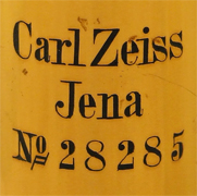 Carl Zeiss Jena Mikroskop Nr. 28285: Signatur