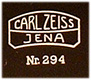 Signatur Vergleichsokular Carl Zeiss Jena Nr. 294