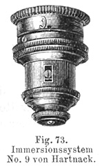 Hartnack Immersion No. 9 aus: Das Mikroskop und die mikroskopische Technik; Heinrich Frey; 8. Auflage; Verlag von Wilhelm Engelmann; Leipzig 1886 