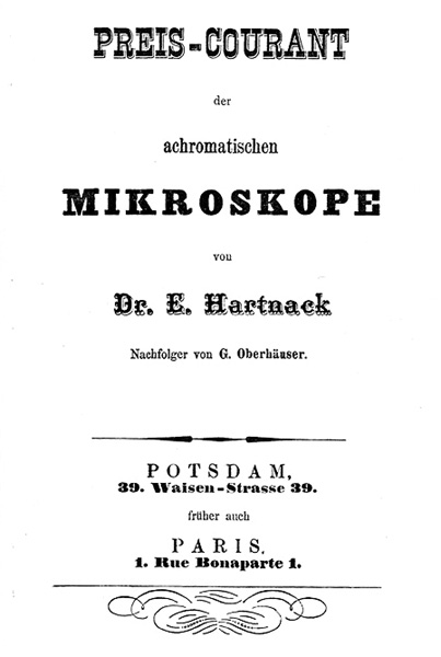 Hartnack-Katalog um 1880/1881