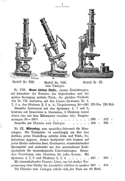 Hartnack-Katalog um 1880/1881