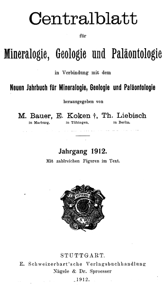 Centralblatt für Mineralogie, Geologie und Paläontologie