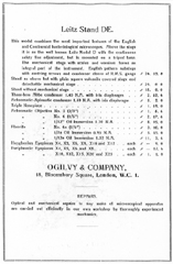 Druckschrift zum Leitz Stativ DE, 1912