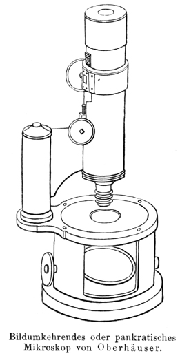 Großes pankratisches Trommelmikroskop von Oberhaeuser; Abb. aus: P. Harting: Das Mikroskop, Friedrich Vieweg und Sohn, Braunschweig 1866