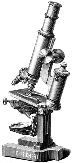 Stativ II von Carl Reichert. Abb. aus: Ch. Reichert Vienne: Catalogue illustré des microscopes, microtomes etc; No. XV; Wien 1888