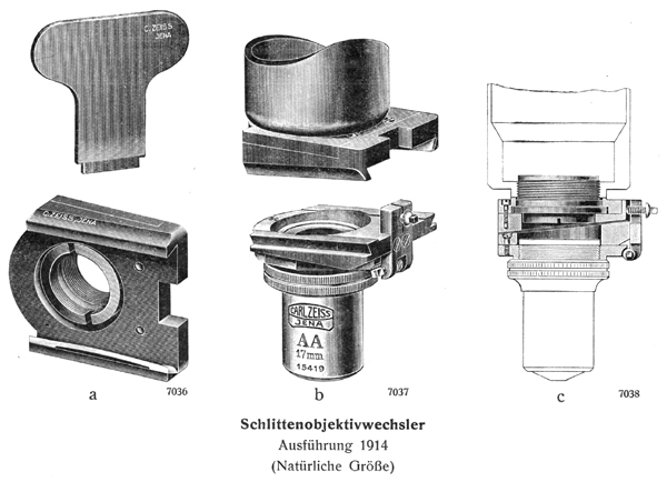 Abbildung aus: Gebrauchsanweisung für den Schlittenobjektivwechsler; Mikro 82; Carl Zeiss Jena; 1929 