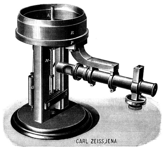Zeiss Sphärometer; Abb. aus: Carl Zeiss Optical Works Jena, Optical Measuring Instruments, 1893