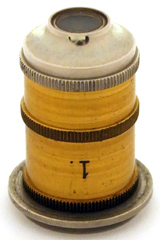 Mikroskop Stativ VI mit synchroner Drehung, R. Fuess Berlin-Steglitz No. 500: Objektiv Nr. 1