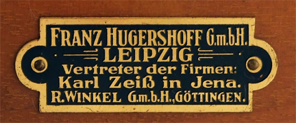 Mikroskop nach Wülfing, Winkel-Zeiss No. 28353: Händlerschild
