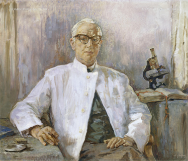 ehemaliger Besitzer von Gundlach Mikroskop Nr. 239: Prof. Herman Tewes Deelman (1962), nach einem Gemälde von Willem Gerhard Hofker (1902-1981), (c) Universiteit van Amerstdam