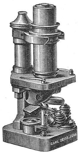 Carl Zeiss Jena, Stativ IIIc, später VI. Abb. aus: W.Mehliss: 100 Jahre Entwicklung im Zeiss-Mikroskop-Stativbau; Jenaer Jahrbuch 1953; Carl Zeiss Jena; Jena 1953