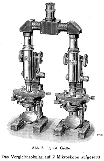 Zeiss Vergleichsokular; Abb. aus: Carl Zeiss Jena: Vergleichsokular für Mikroskope; Mikro 361; Jena 1924